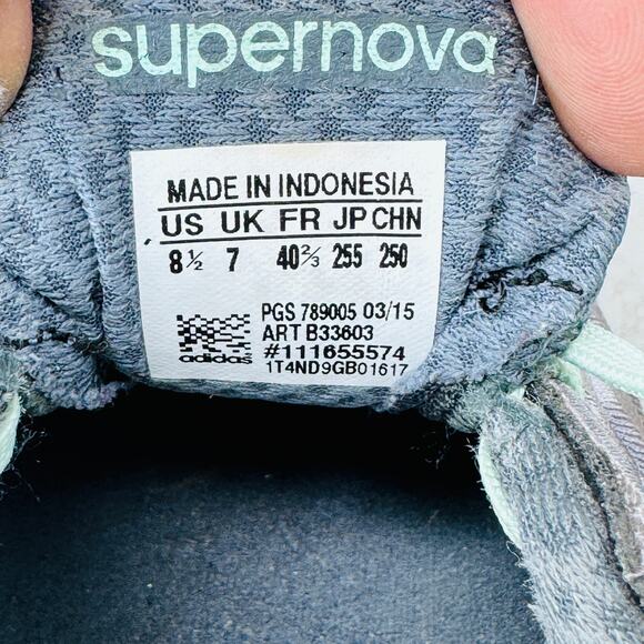 Adidas Supernova Glide Boost 7 Running Shoes‎ B33603 Blue Gray Womens Size 8.5 - Picture 11 of 11